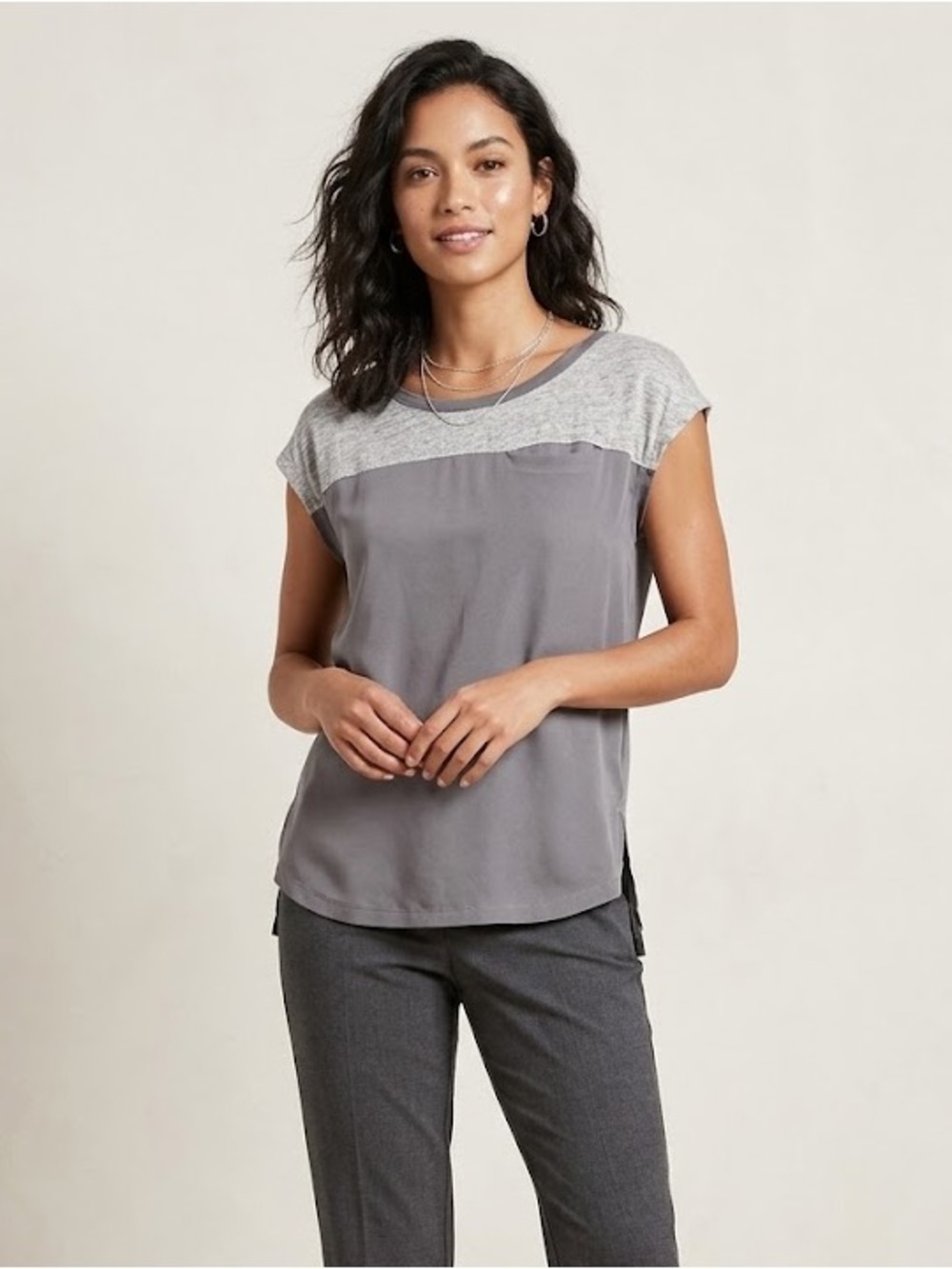 Banana Republic Mixed Media Linen Blend Top | Size Small